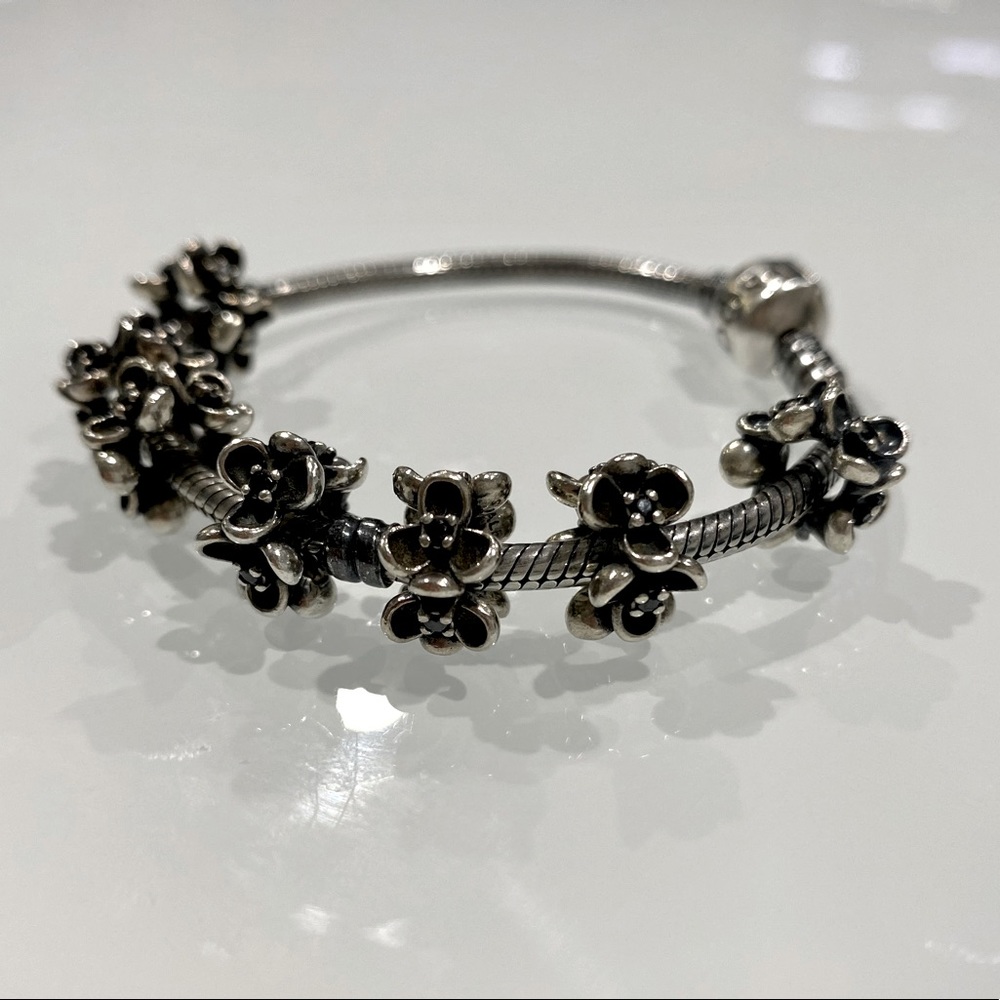 Authentic Pandora ~ 🌸 Retired Wanda’s Garden I Spacer Charm w. Black CZ